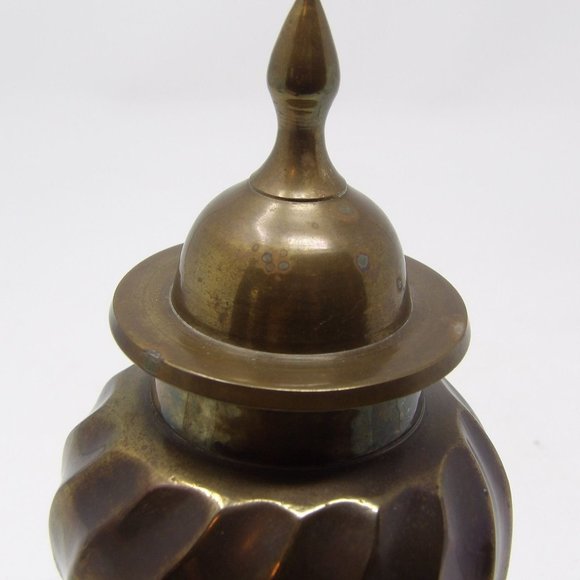 Vintage Brass Ginger Jar Twist Pattern 7 1/4" H  Made in India - Picture 8 of 10